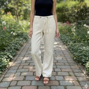 Sanctuary Tan‎ Linen Tie Waist Pants Size 31